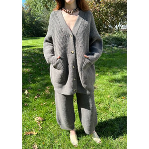 Lauren Manoogian Waffle Cardigan Petite One Size POS & Pant Sz 1 Small Set Loden